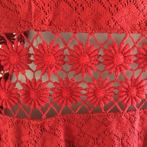 Free People Tibetian Red Daisy Lace Cutout Fit & Flare Skater Dress Taylor Swift - Picture 10 of 16